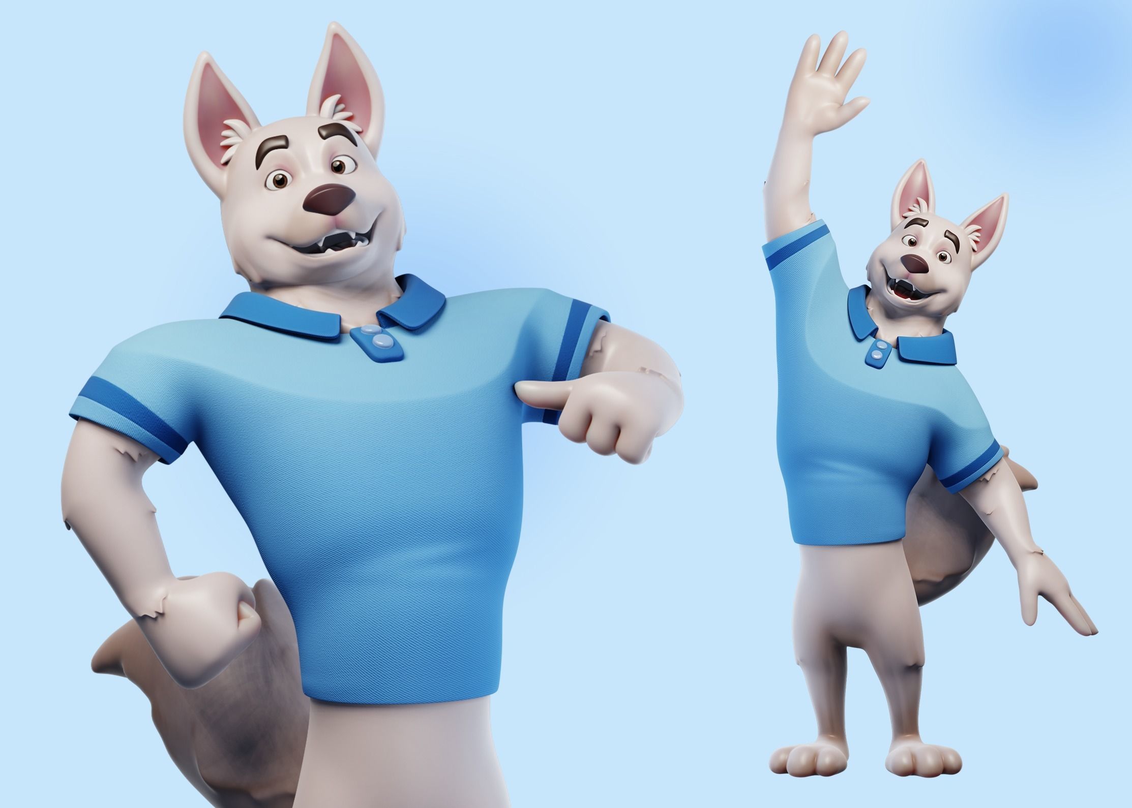 Cartoon Mascot Dog Rigged 3D model 3D model_27