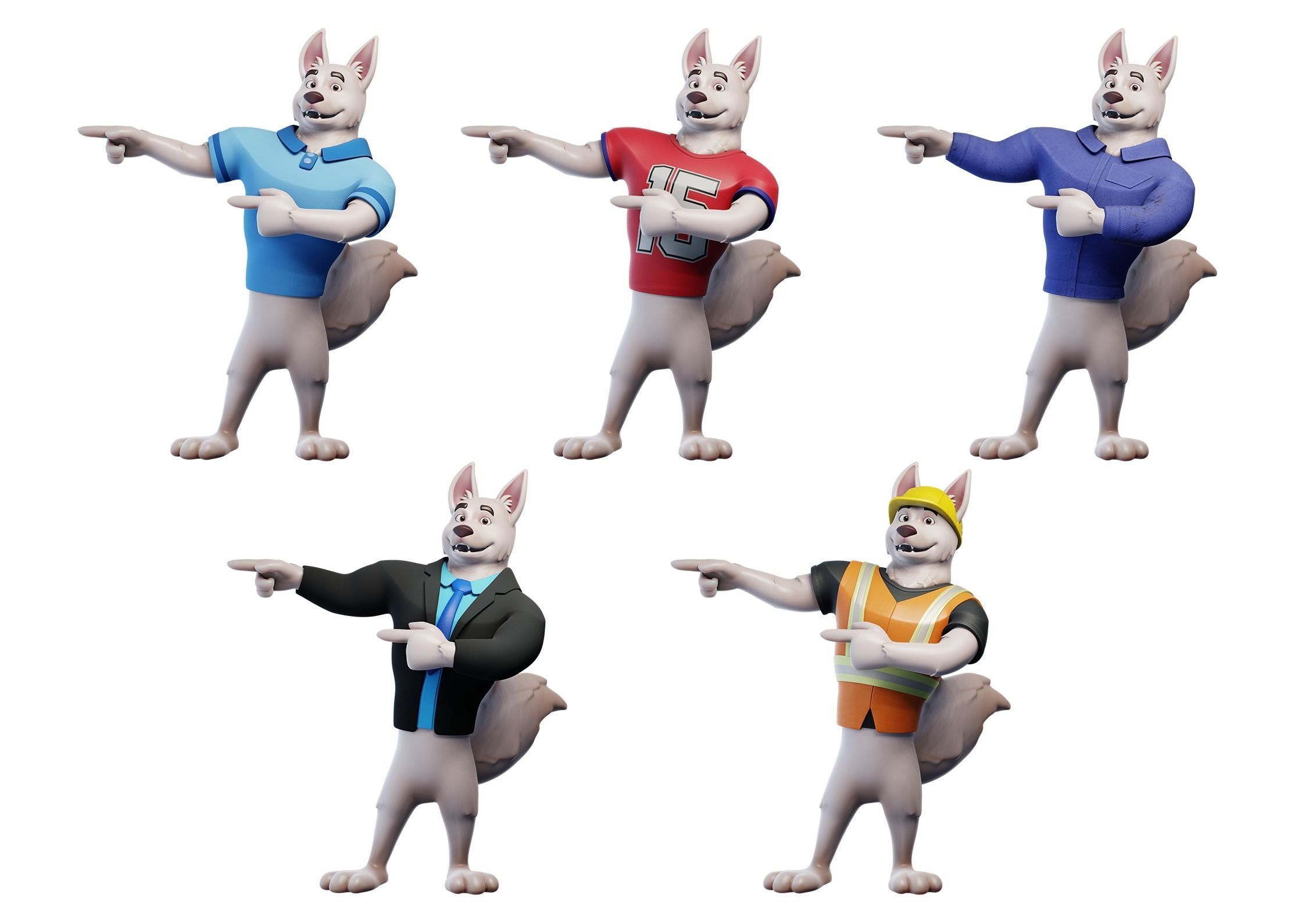 Cartoon Mascot Dog Rigged 3D model 3D model_8