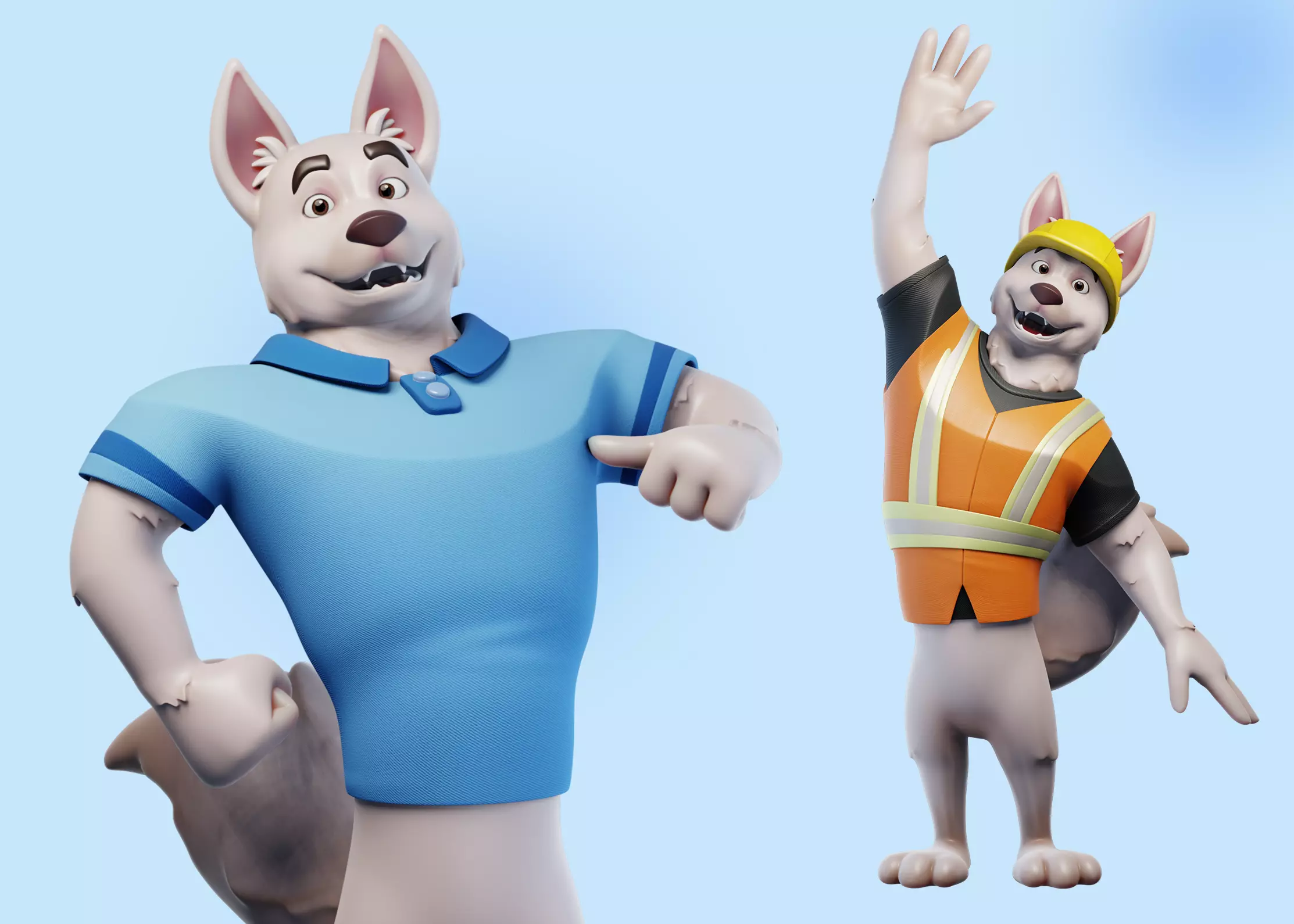 Cartoon Mascot Dog Rigged 3D model 3D model_0