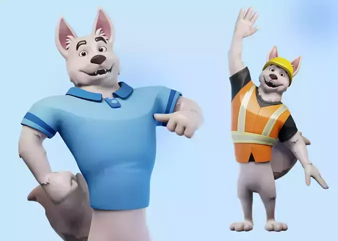 Cartoon Mascot Dog Rigged 3D model 3D model