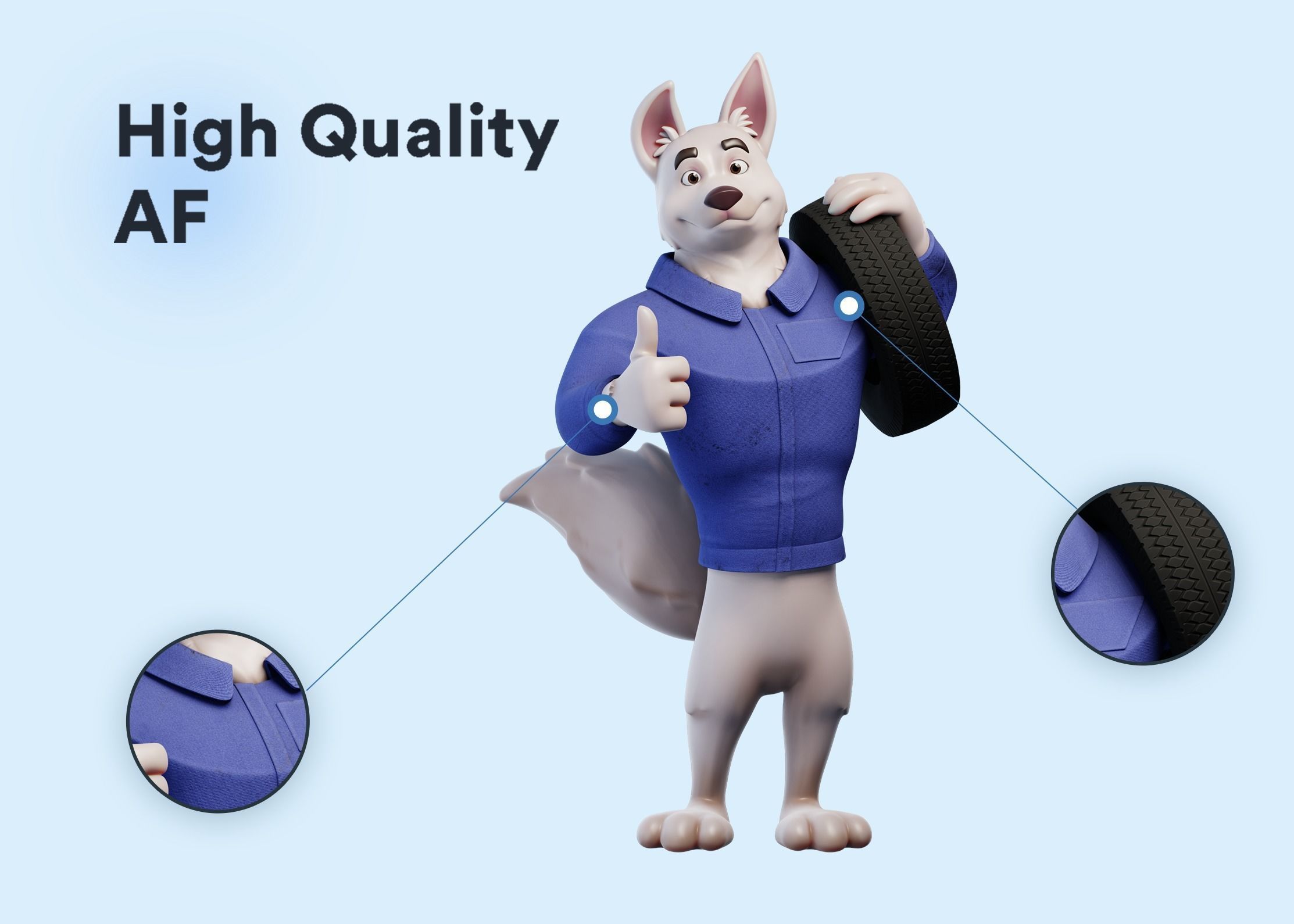 Cartoon Mascot Dog Rigged 3D model 3D model_5
