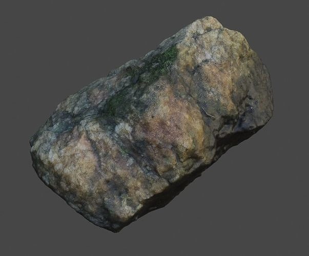 Photoscanned mossy quartzite Rock Free 3D model