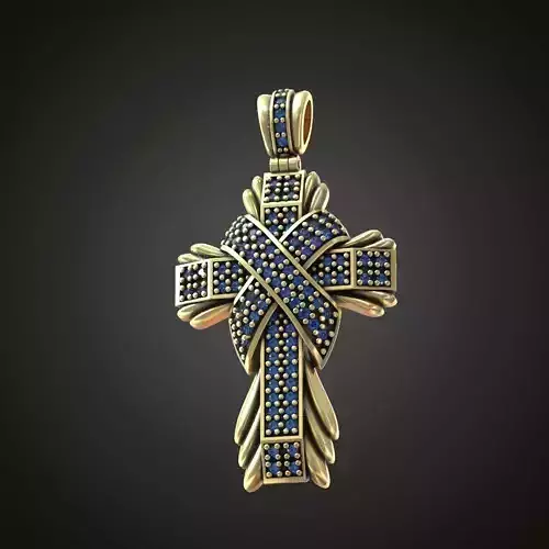 Cross gems two colored metal