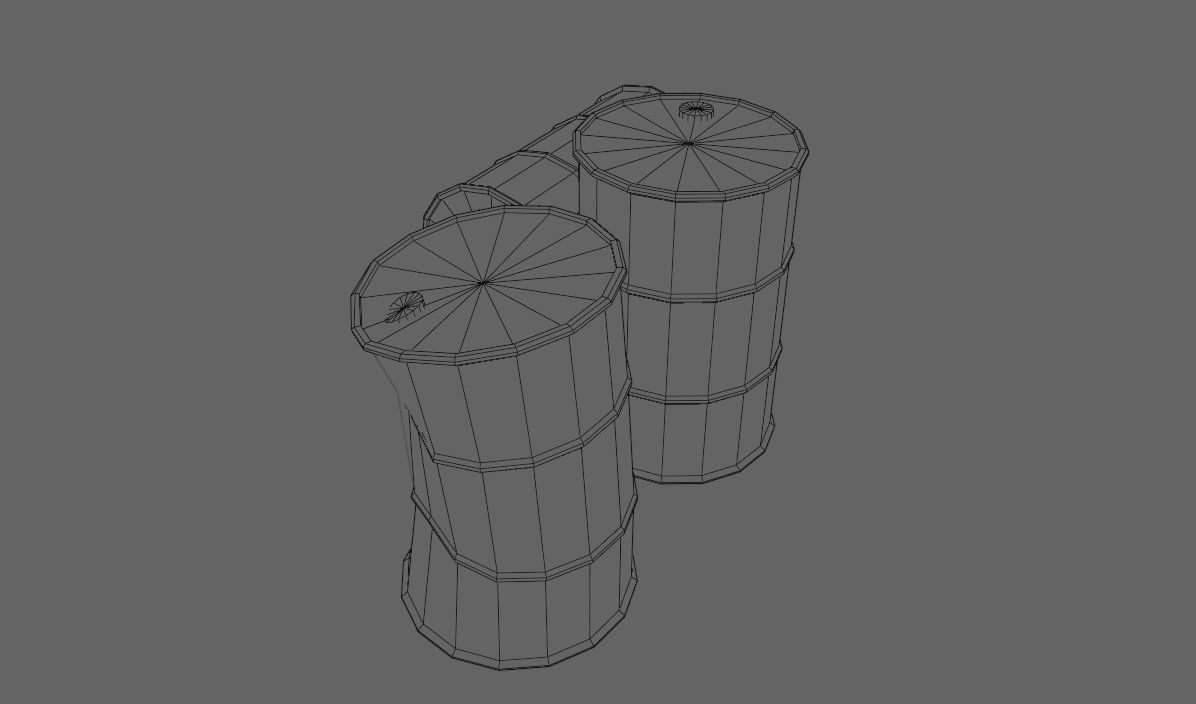 Old Rust Drums and Damaged Drums - Tambor Velho Low-poly 3D model_21