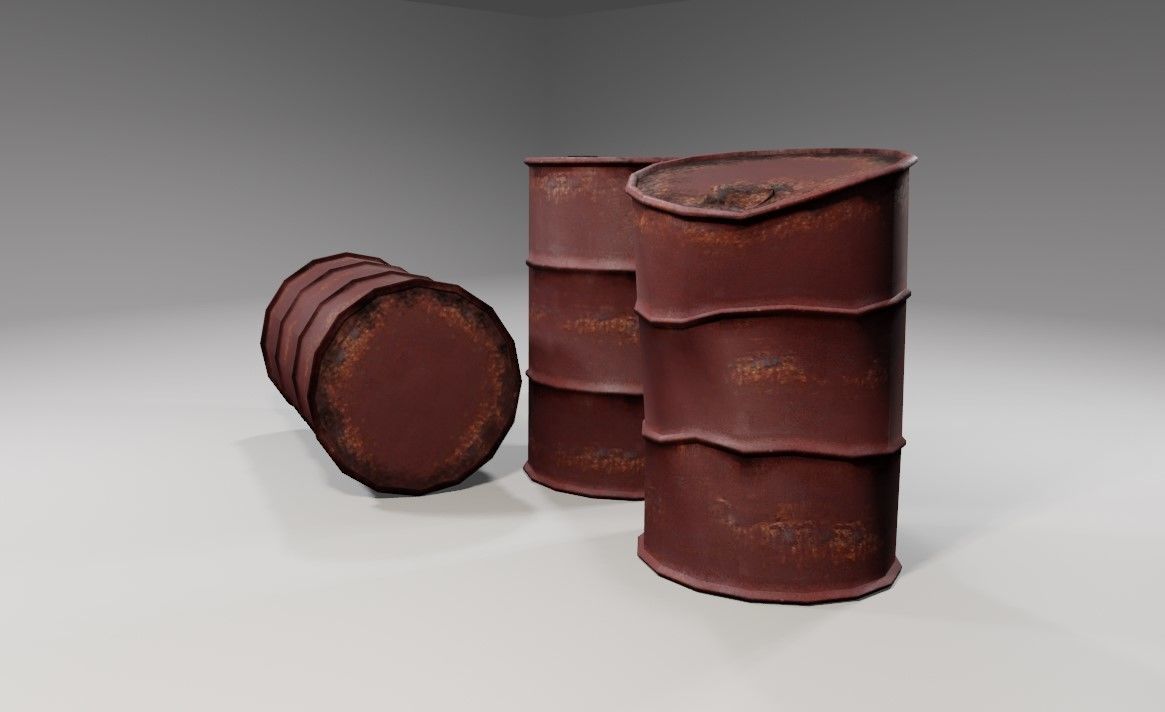 Old Rust Drums and Damaged Drums - Tambor Velho Low-poly 3D model_9