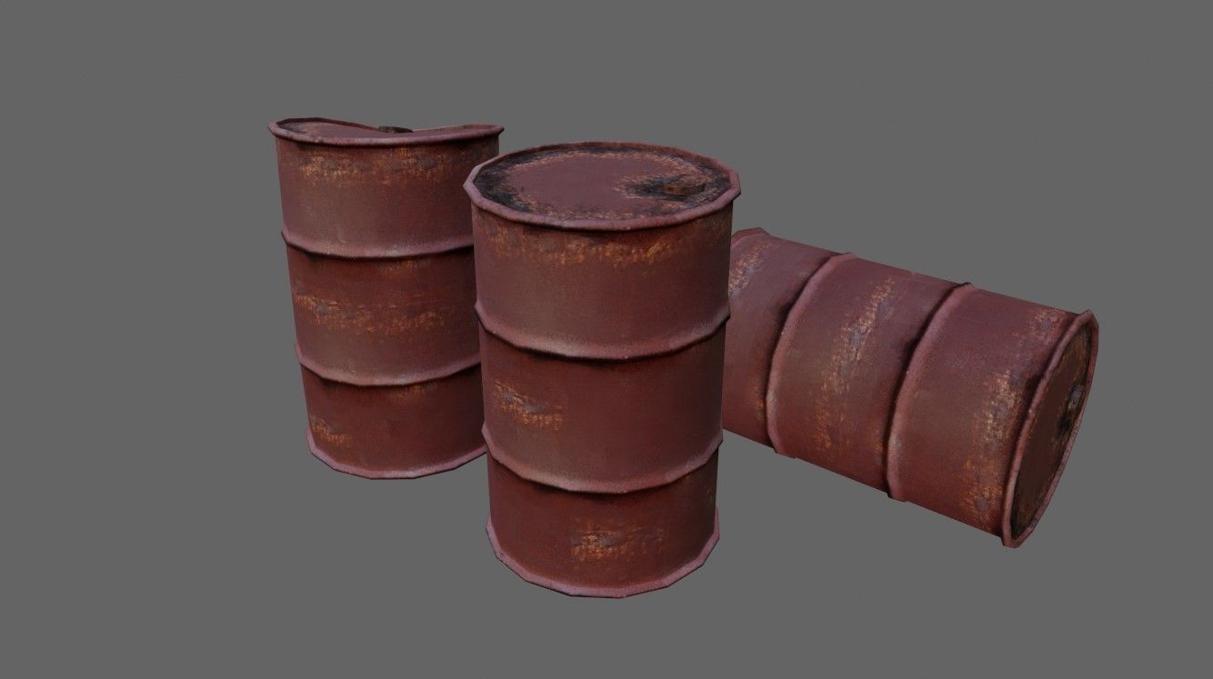 Old Rust Drums and Damaged Drums - Tambor Velho Low-poly 3D model_14
