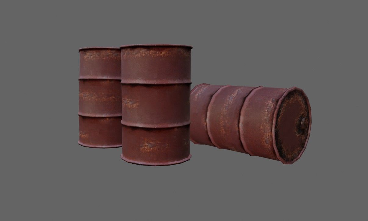Old Rust Drums and Damaged Drums - Tambor Velho Low-poly 3D model_11