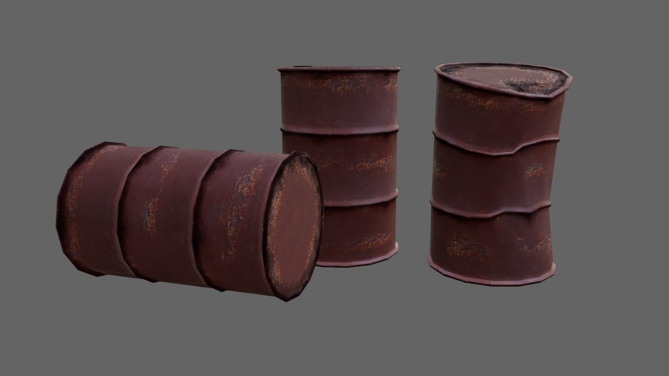 Old Rust Drums and Damaged Drums - Tambor Velho Low-poly 3D model_13