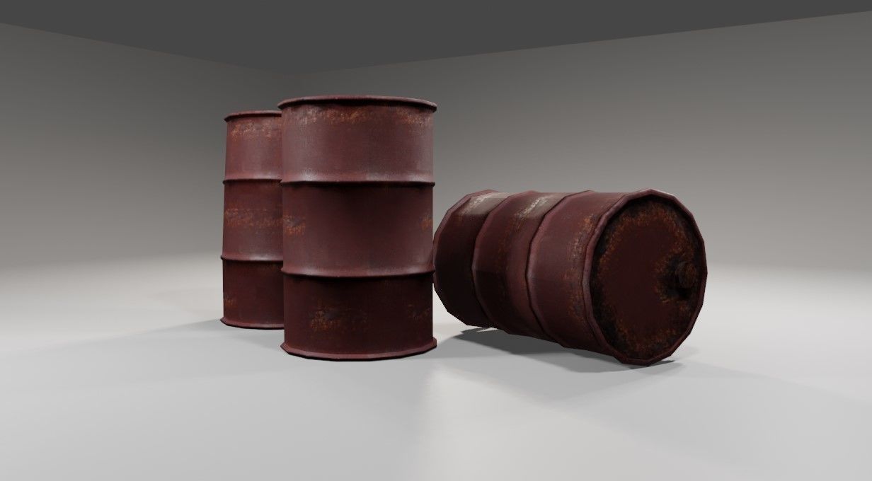 Old Rust Drums and Damaged Drums - Tambor Velho Low-poly 3D model_8