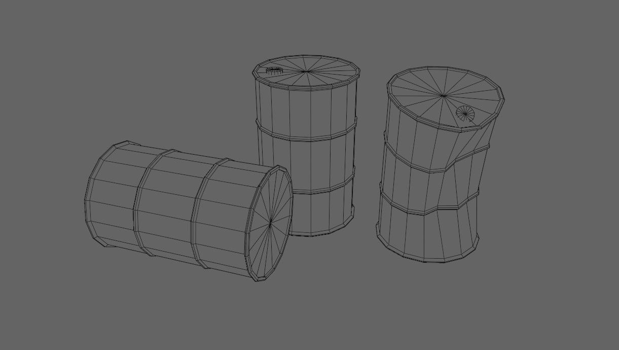 Old Rust Drums and Damaged Drums - Tambor Velho Low-poly 3D model_6