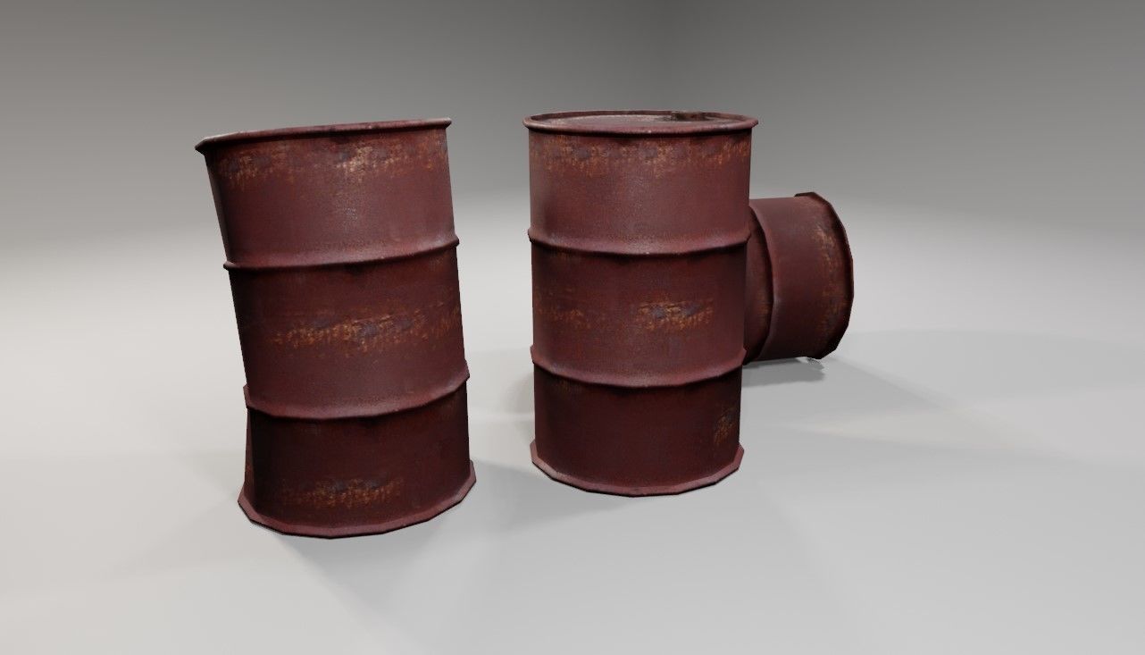 Old Rust Drums and Damaged Drums - Tambor Velho Low-poly 3D model_7