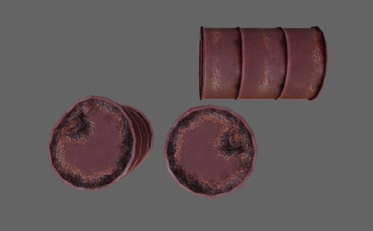Old Rust Drums and Damaged Drums - Tambor Velho Low-poly 3D model_15
