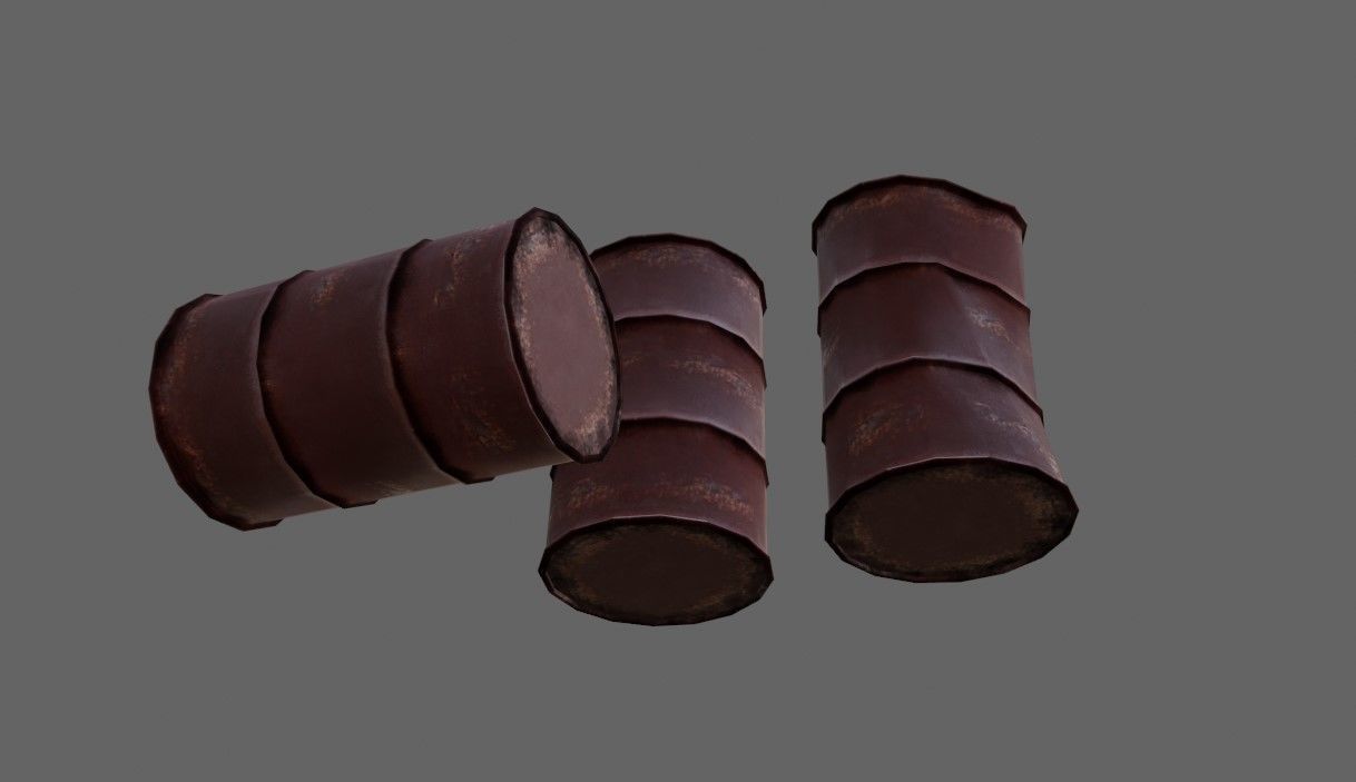Old Rust Drums and Damaged Drums - Tambor Velho Low-poly 3D model_10
