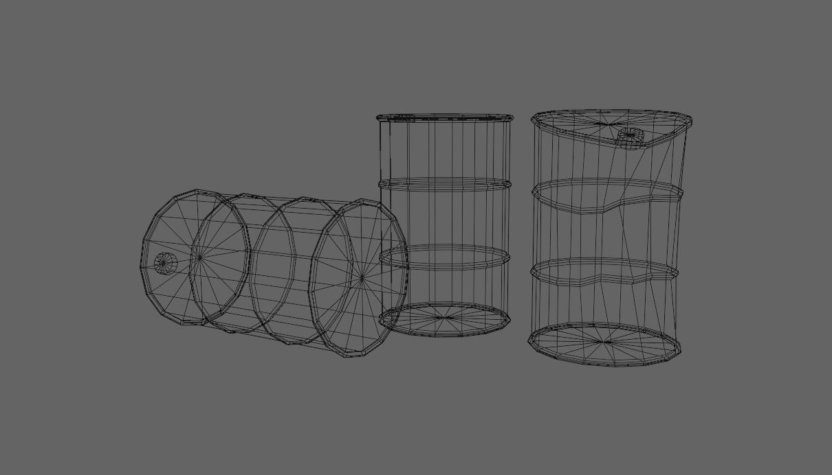 Old Rust Drums and Damaged Drums - Tambor Velho Low-poly 3D model_24