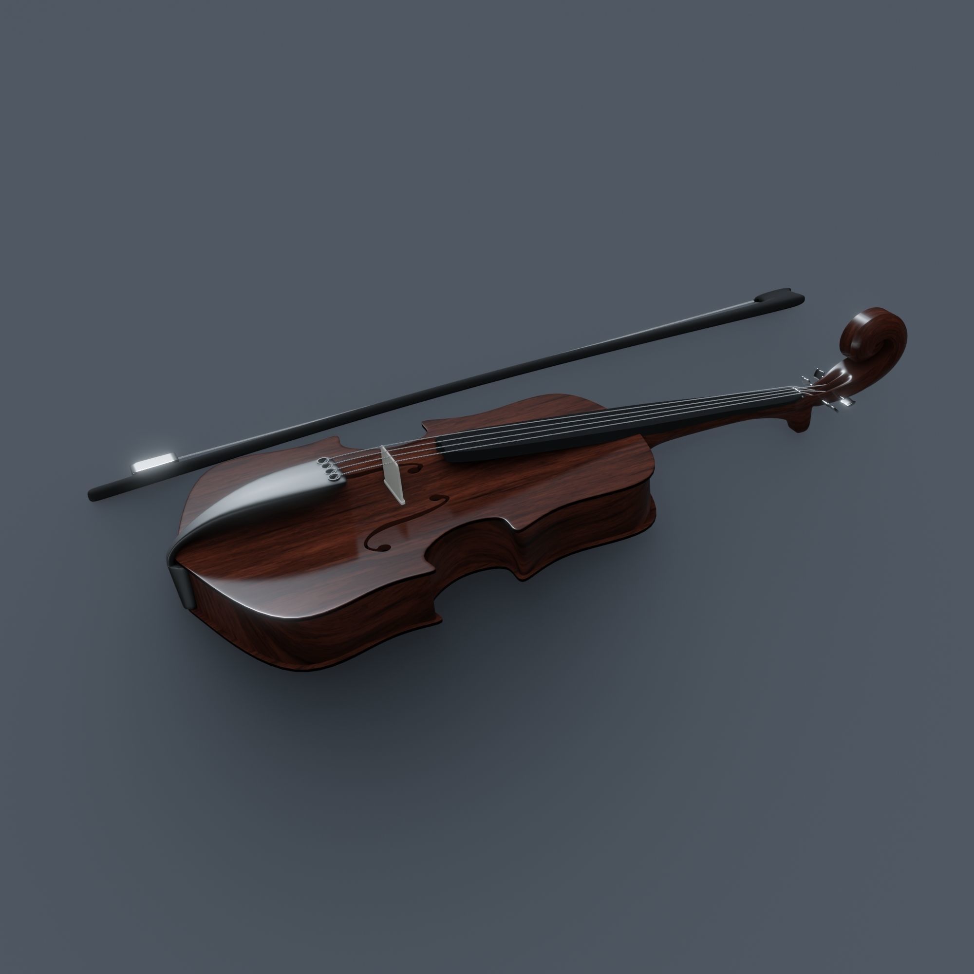 Violin and Bow 3D model_1