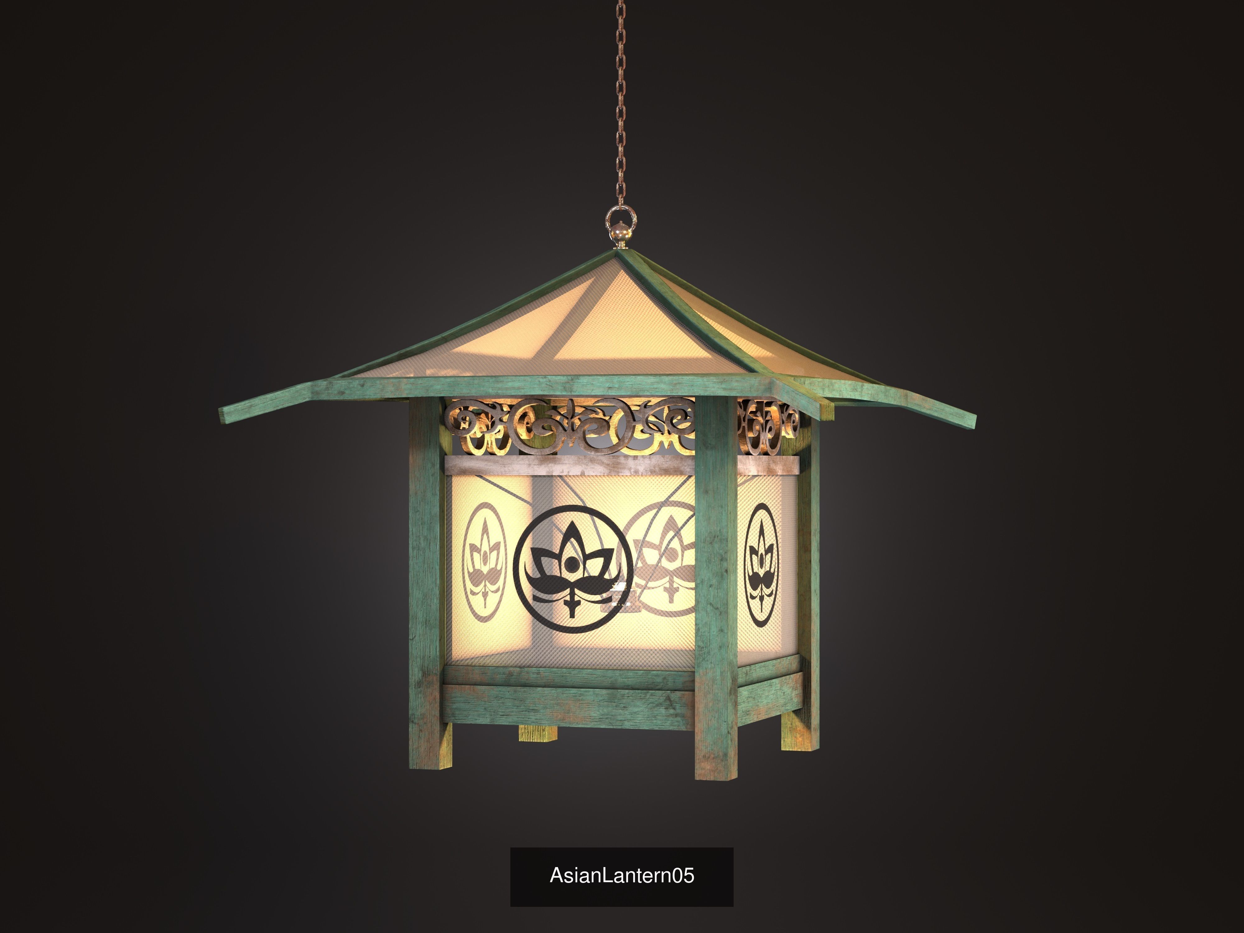 6 AsianLantern copper lantern hanging 3D Model Collection_5