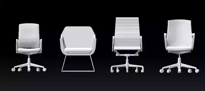 Four styles of office chairs for 3d printing 3D print model