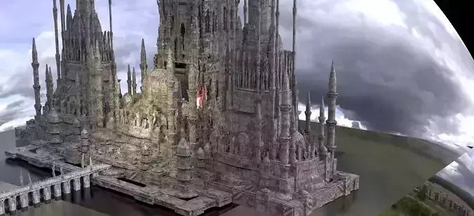 Fantasy Medieval Steampunk Architecture Kit bash 3D model