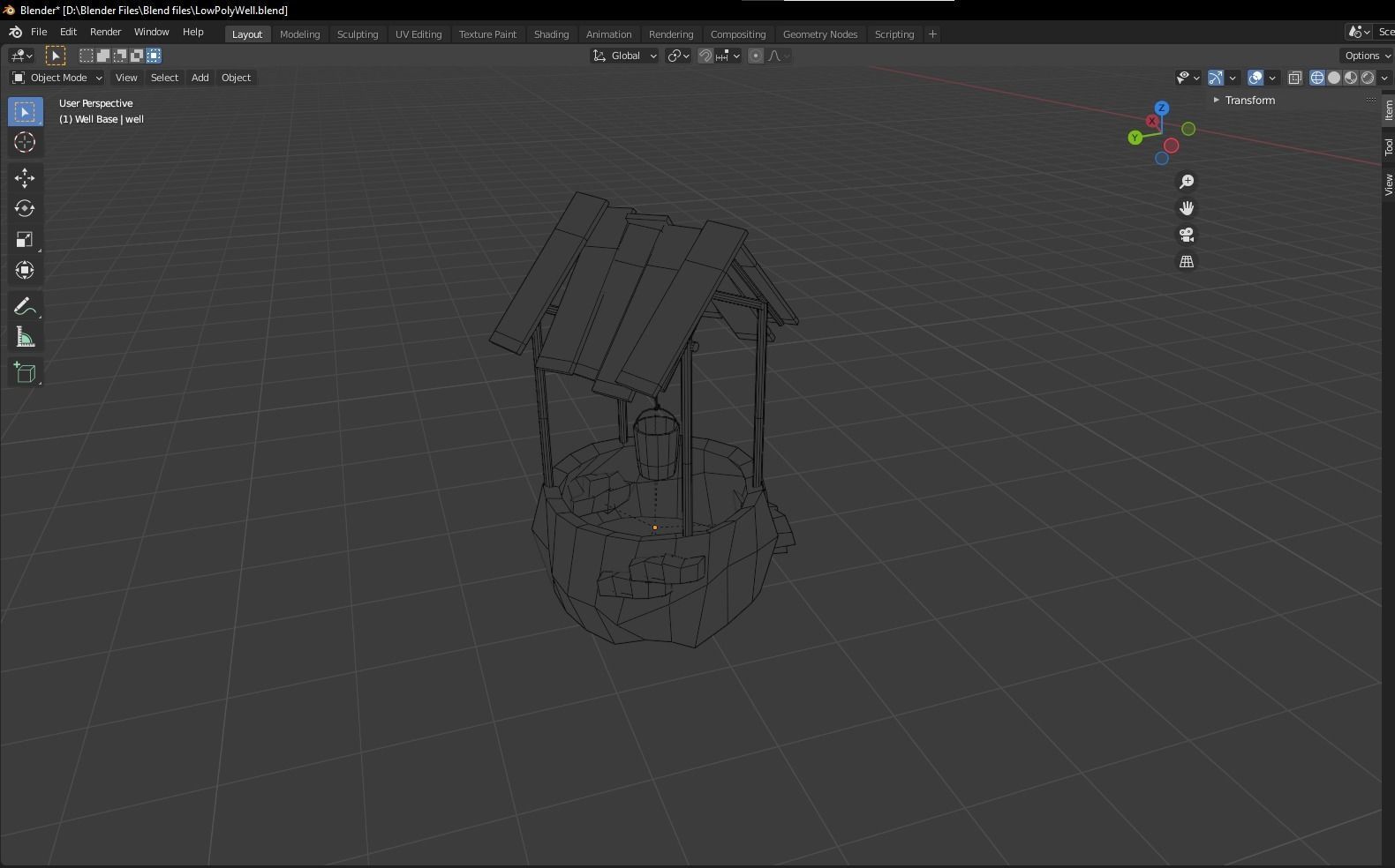 Low Poly Well wooden hut Low-poly 3D model_2