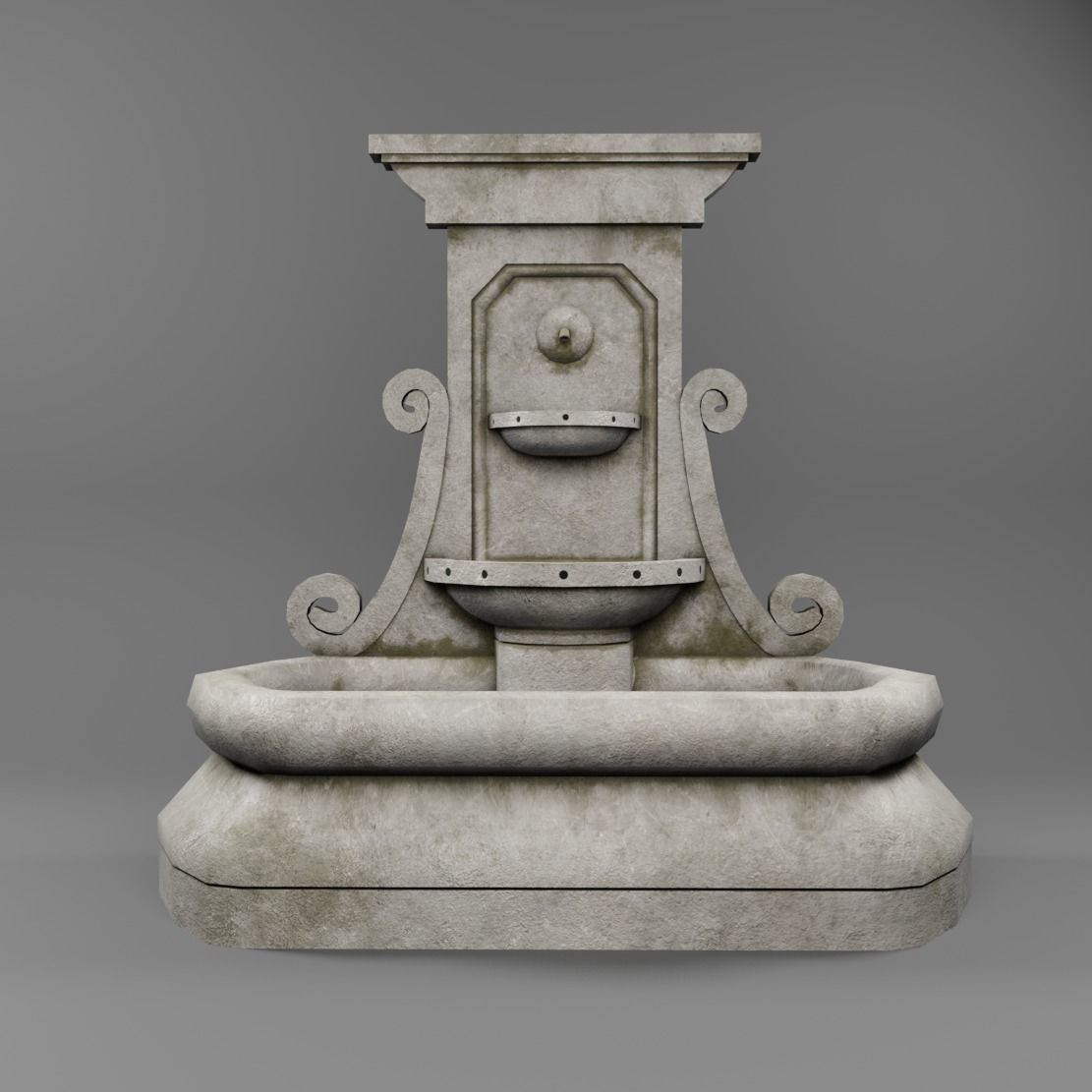 Fountain Low-poly 3D model_8