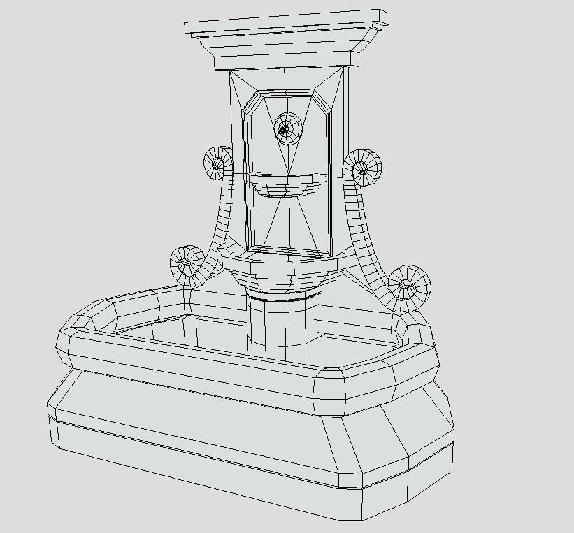 Fountain Low-poly 3D model_11
