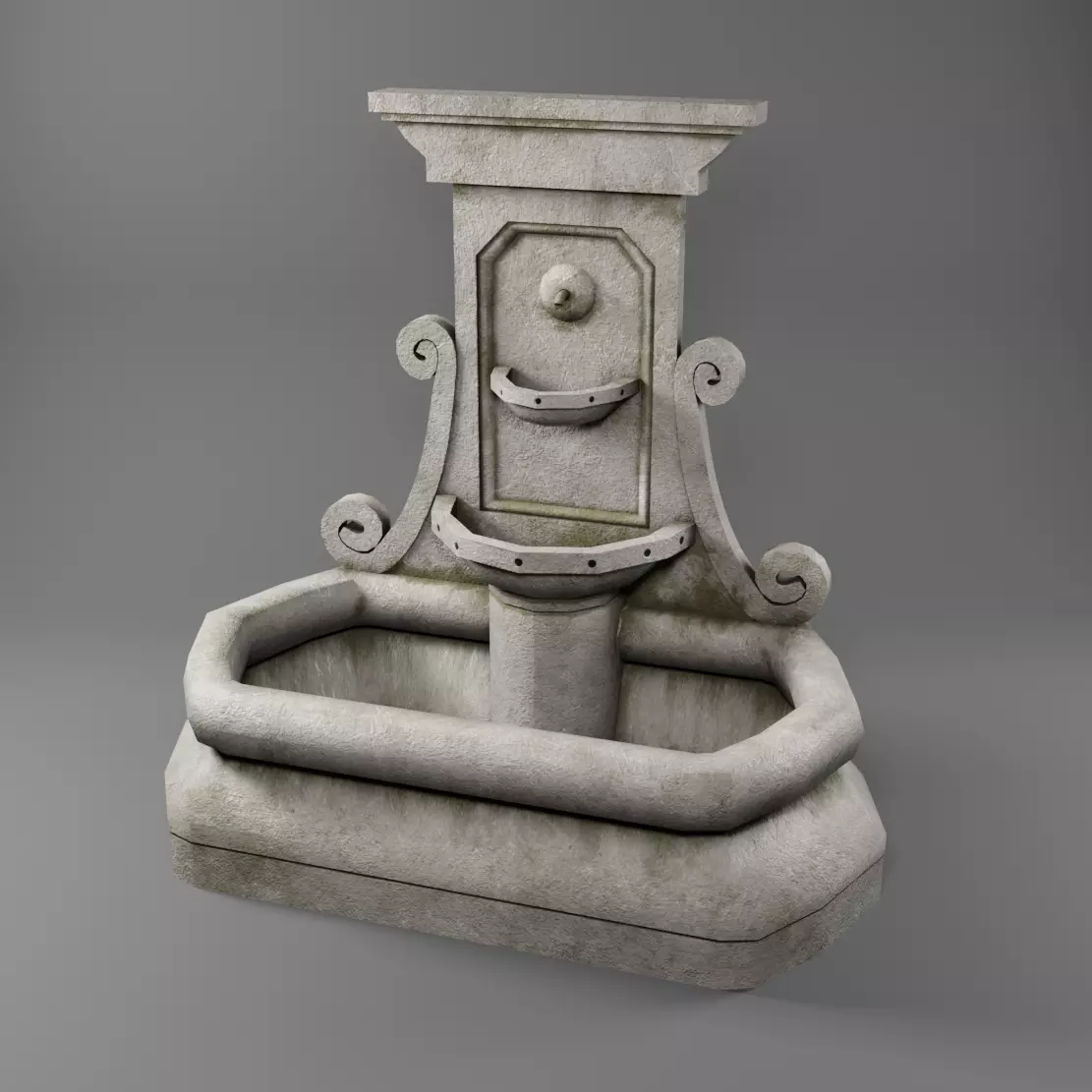 Fountain Low-poly 3D model_0