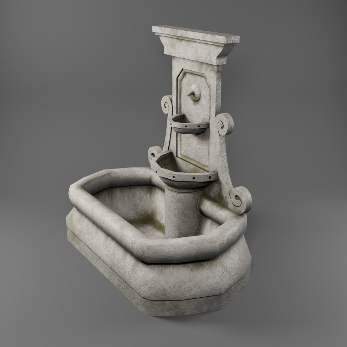 Fountain Low-poly 3D model_2