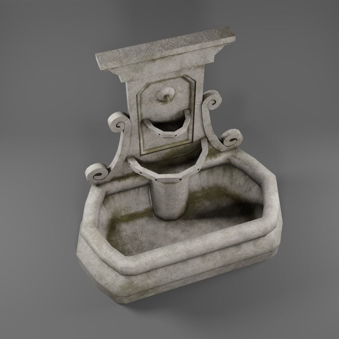 Fountain Low-poly 3D model_5