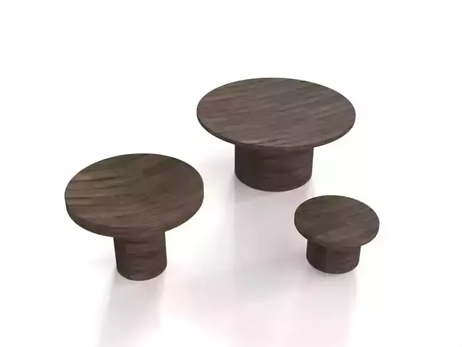 table model three round wooden tables