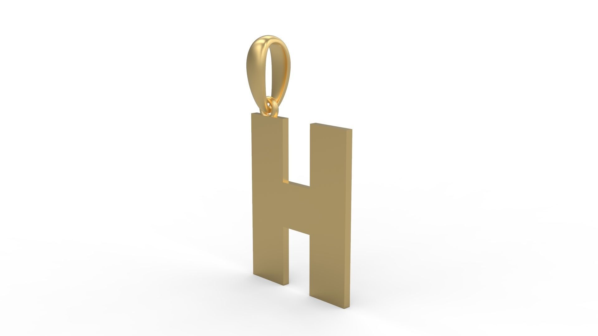 Initial Letters Pendant Bulky Pixels H 3D print model_1