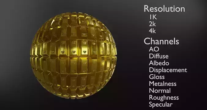 Gold block pile pbr material