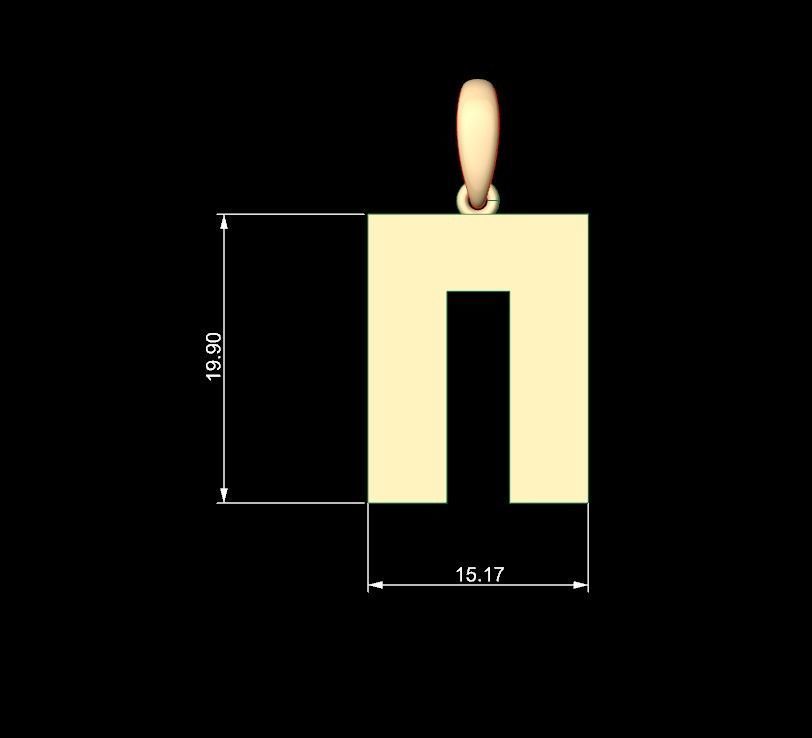 Initial Letters Pendant Bulky Pixels N 3D print model_4