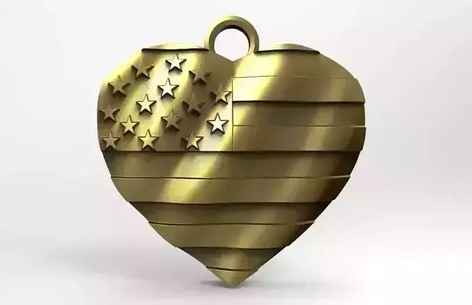 USA flag heart pendant