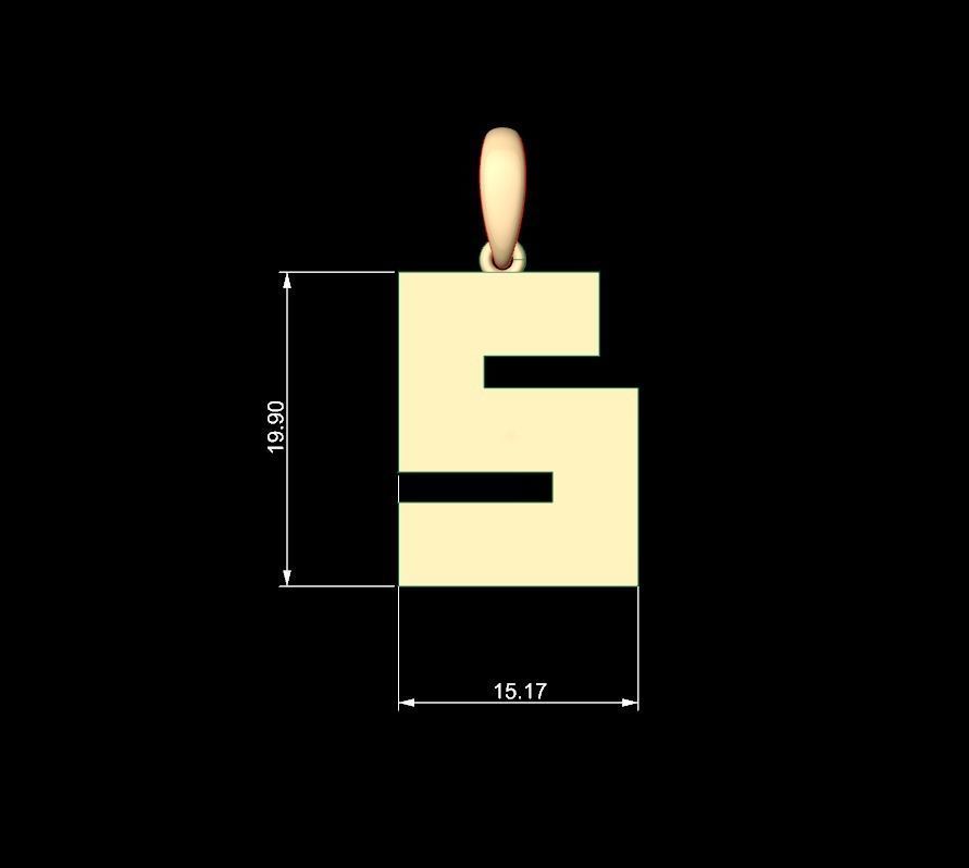 Initial Letters Pendant Bulky Pixels S  3D print model_4