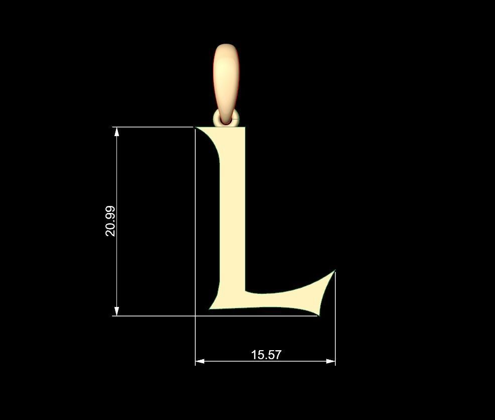 Initial Letters Pendant Dumbledor L 3D print model_4