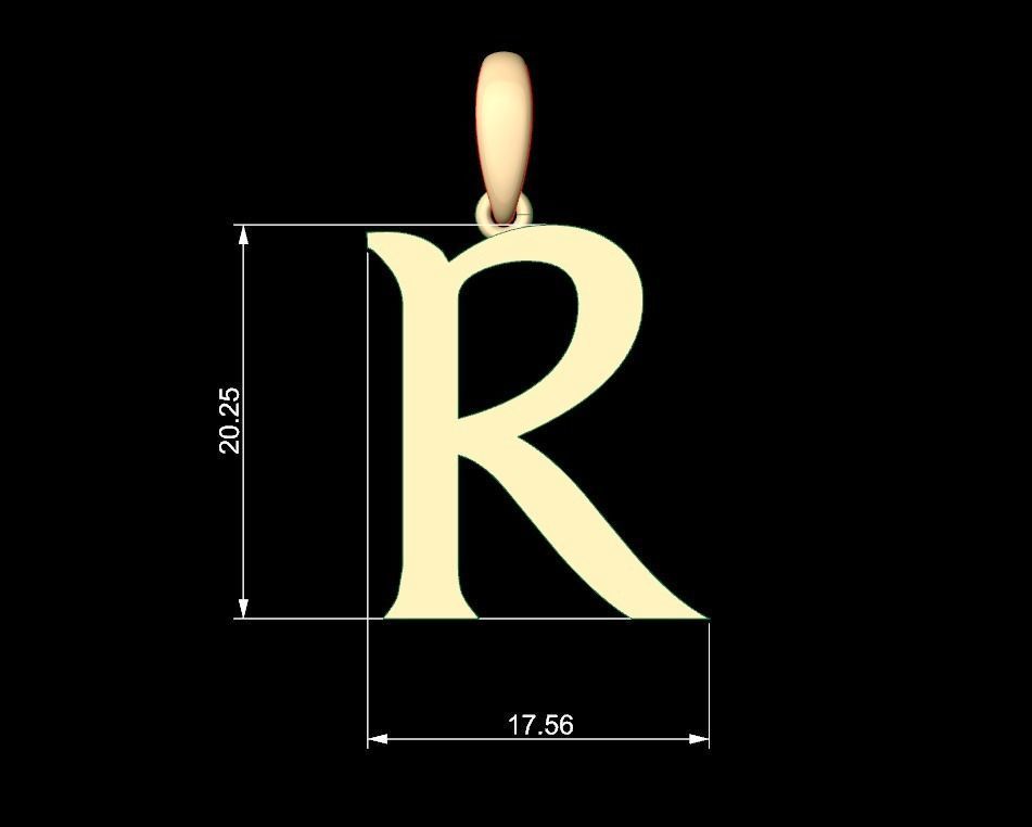 Initial Letters Pendant Dumbledor R 3D print model_4