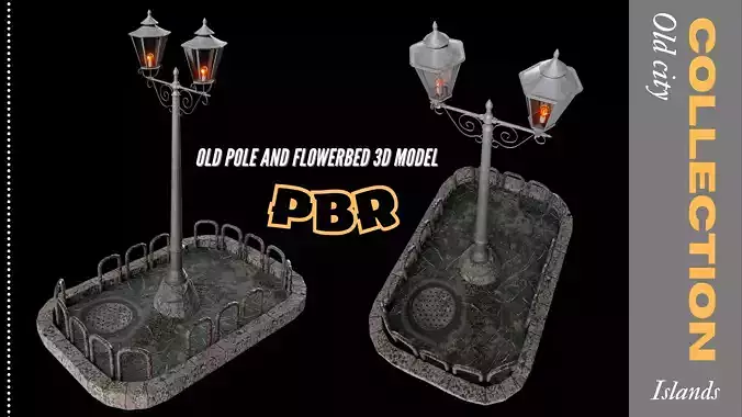 Old pole and flowerbed 3d model 3D model