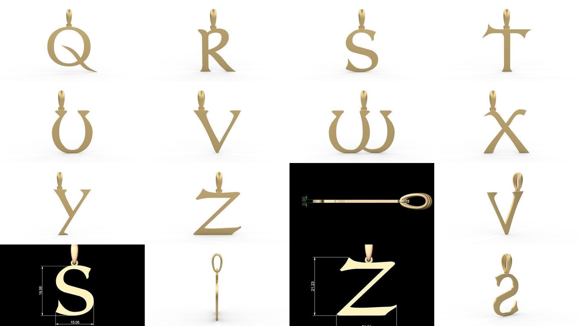 Initial Letters Pendant Alphabets Dumbledor 3D Model Collection_1