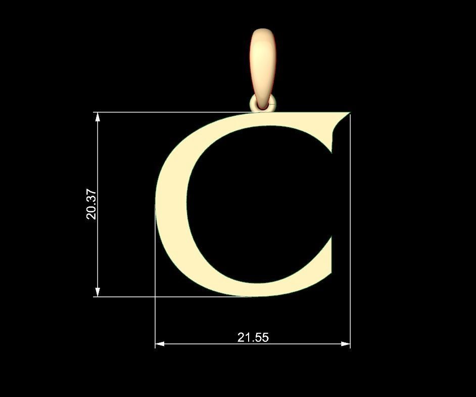 Initial Letters Pendant Dumbledor 3 C 3D print model_4