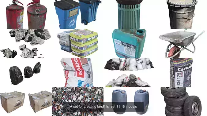 A set for creating landfills  set 1 3D Model Collection