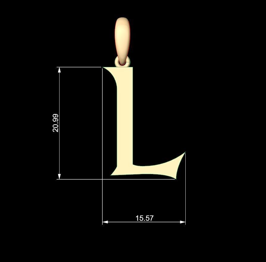 Initial Letters Pendant Dumbledor 3 L 3D print model_4