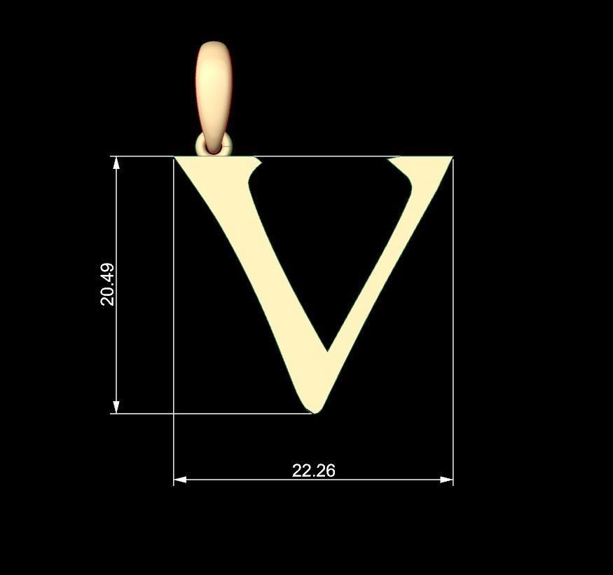 Initial Letters Pendant Dumbledor 3 V 3D print model_4