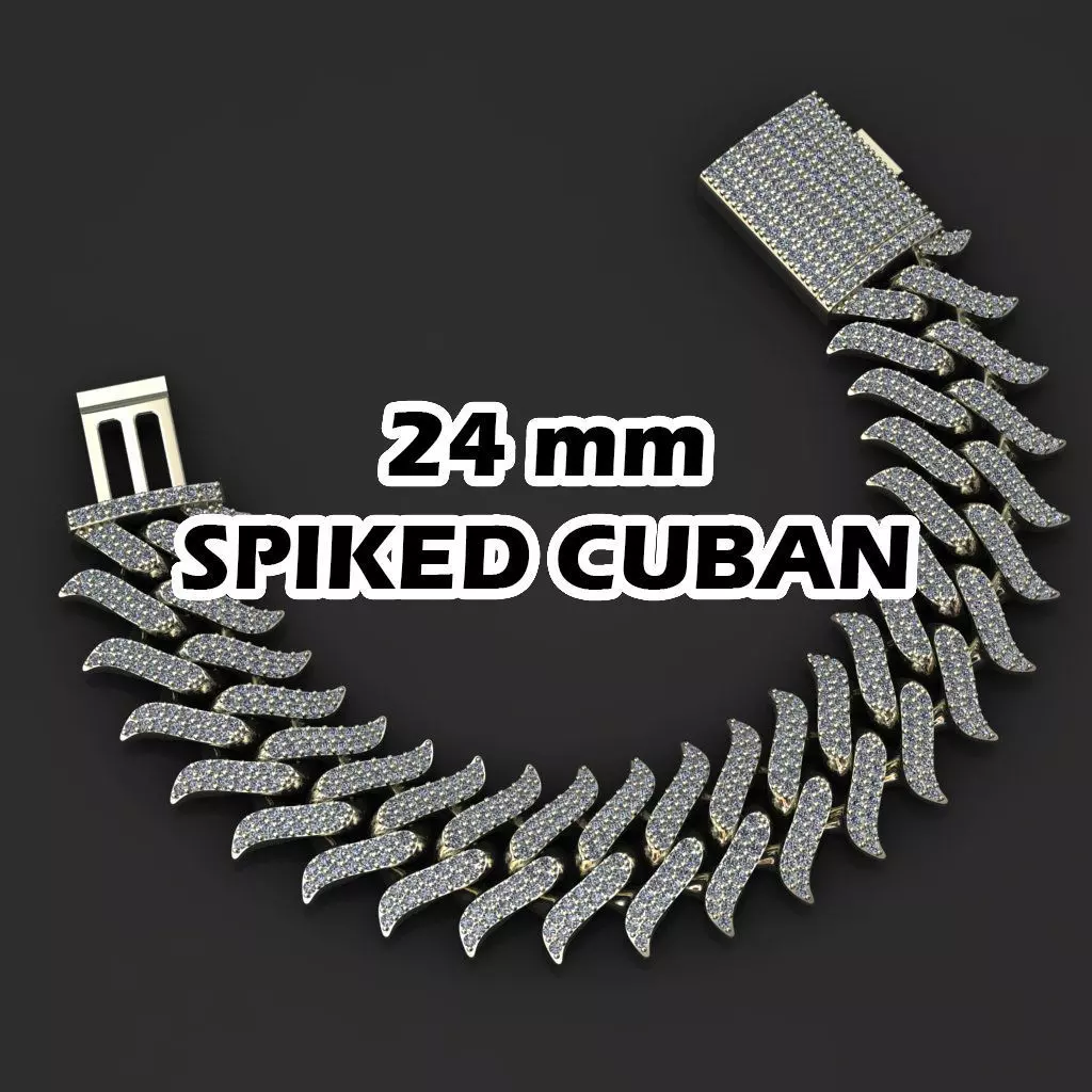 24 MM SPIKED CUBAN FOR YOUR BRACELET OR NECKLACE 3D print model