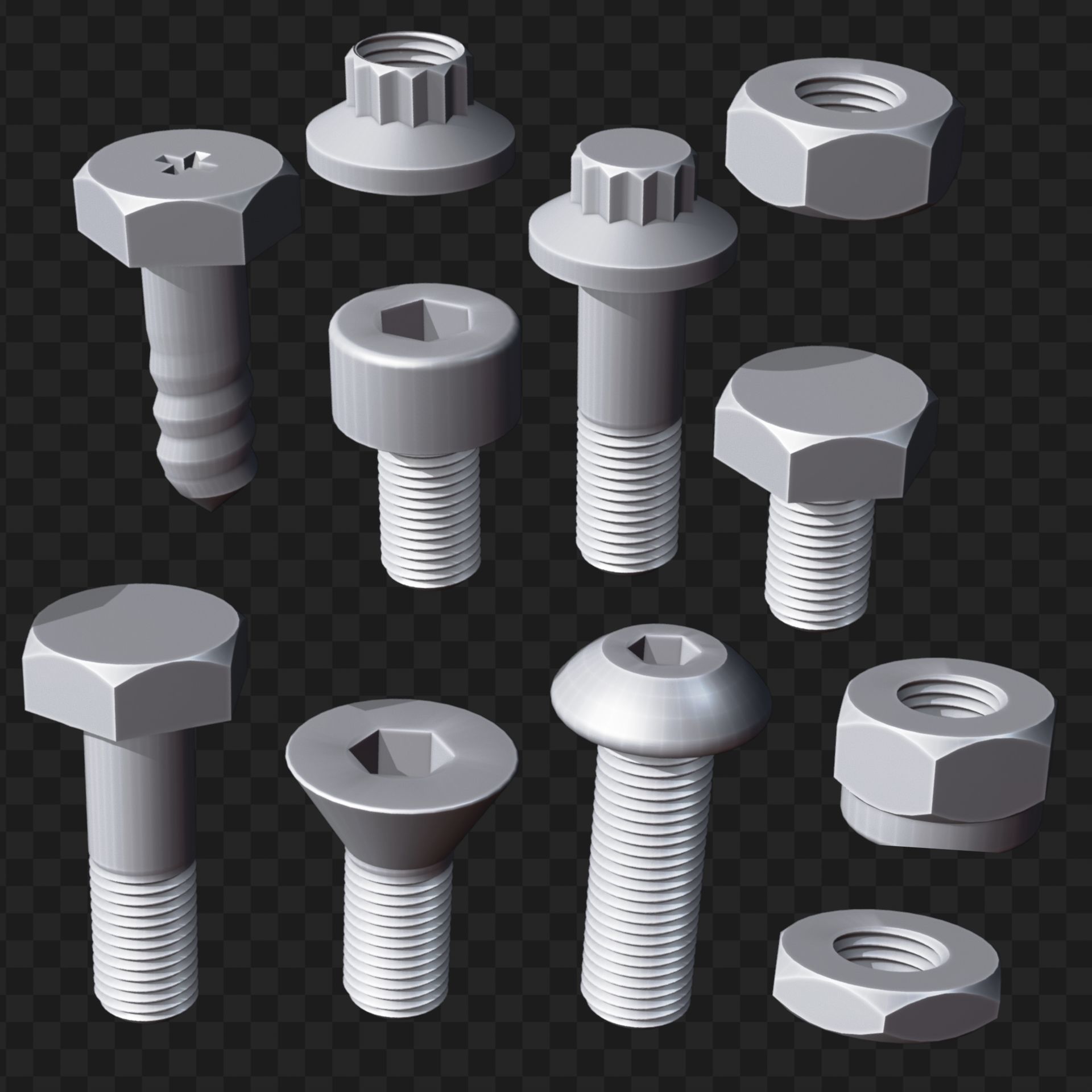 Nuts And Bolts 3d Models - Free Download free 3D model | CGTrader