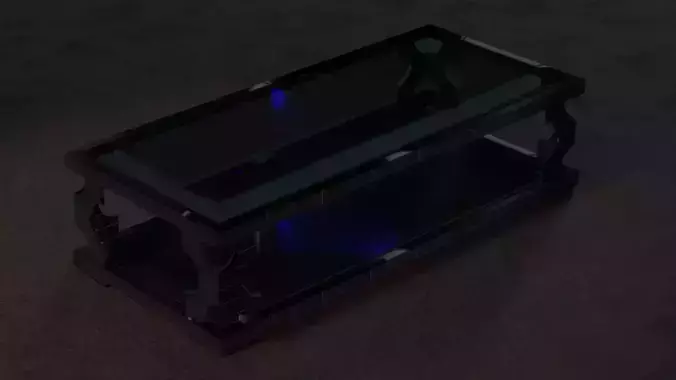 Glass and Metal Coffee Table With Full Moon