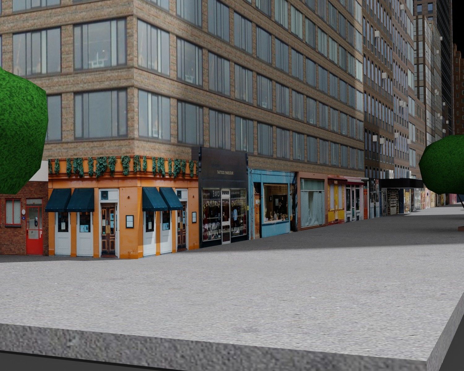 City Downtown Skyscraper Low-poly 3D model_1