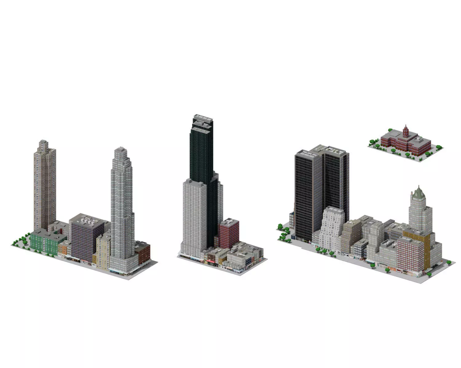 City Downtown Skyscraper Low-poly 3D model_0