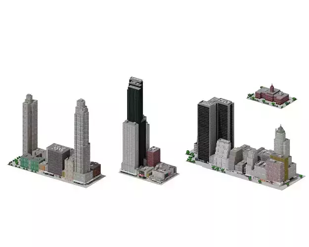 City Downtown Skyscraper Low-poly 3D model