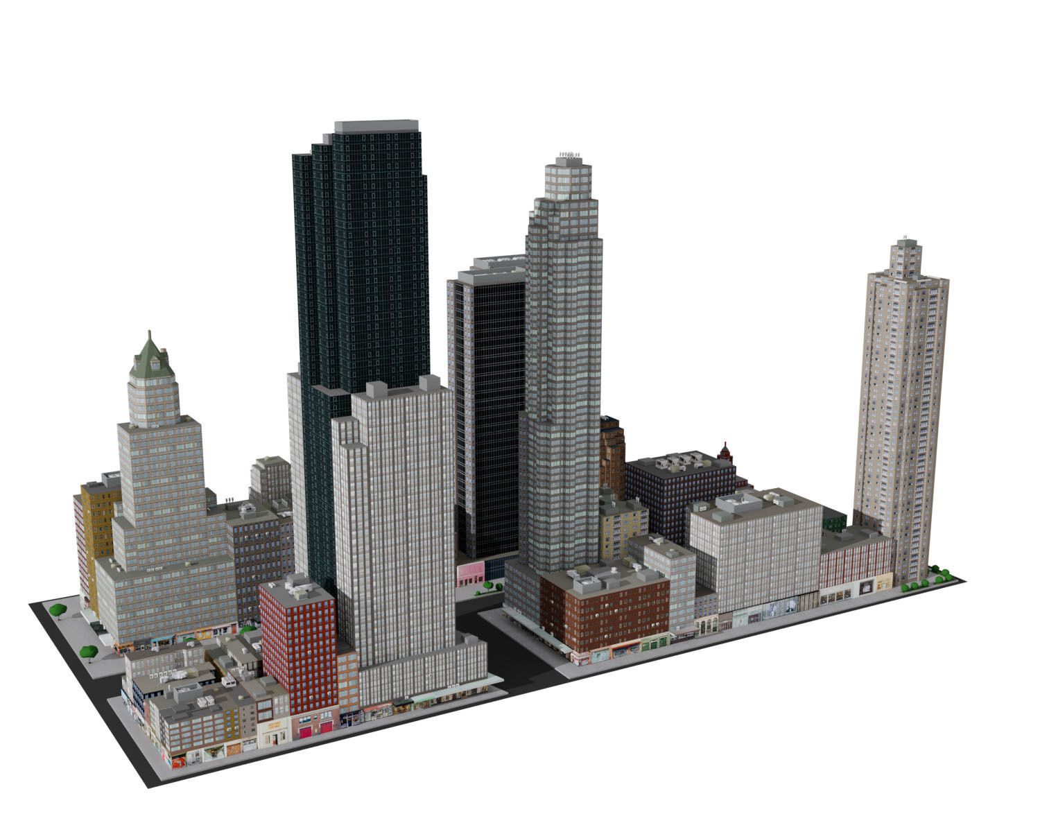 City Downtown Skyscraper Low-poly 3D model_2