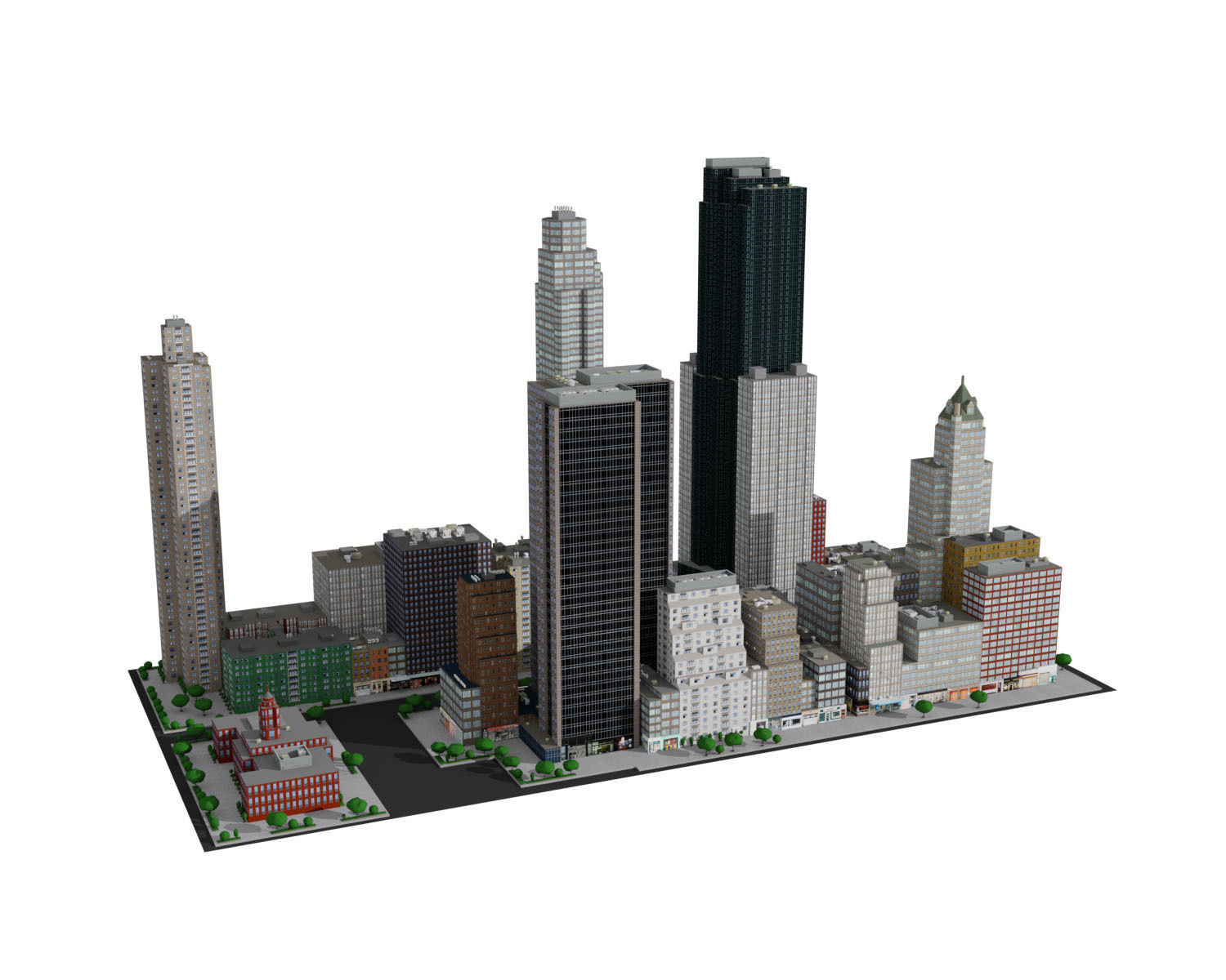 City Downtown Skyscraper Low-poly 3D model_3